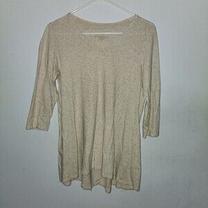 Pure J Jill S Light Shirred Back Tunic Top Oatmeal Women's Comfort Pima Cotton